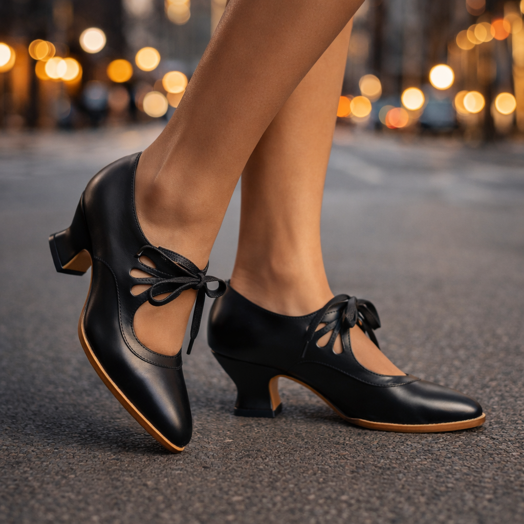 Coralie | Escarpins à Lacets en Cuir Lisse