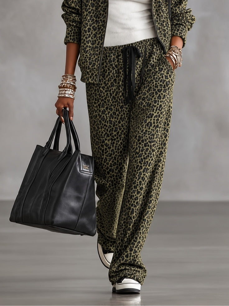Maëlle | Ensemble Veste à Capuche Léopard et Pantalon Large