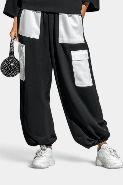 Alejandra - Ensemble Décontracté Col Roulé & Pantalon Cargo Contrasté