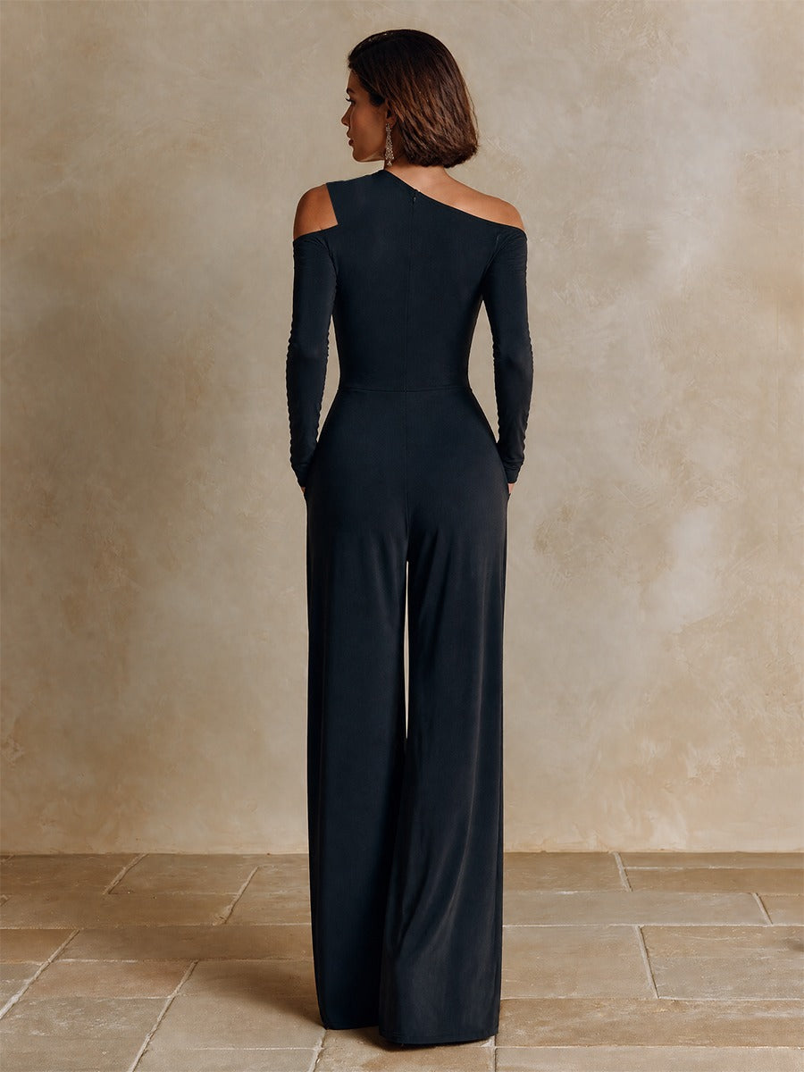 Victoire | Combinaison Pantalon Large à Épaule Asymétrique