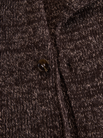 Brown Asymmetrical Zip Ribbed Knit Jacket