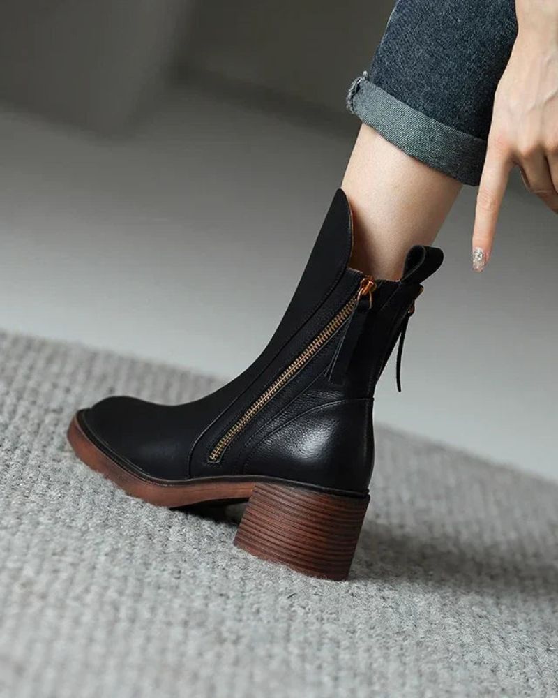 Gaëlle | Bottes en Cuir à Talon Carré