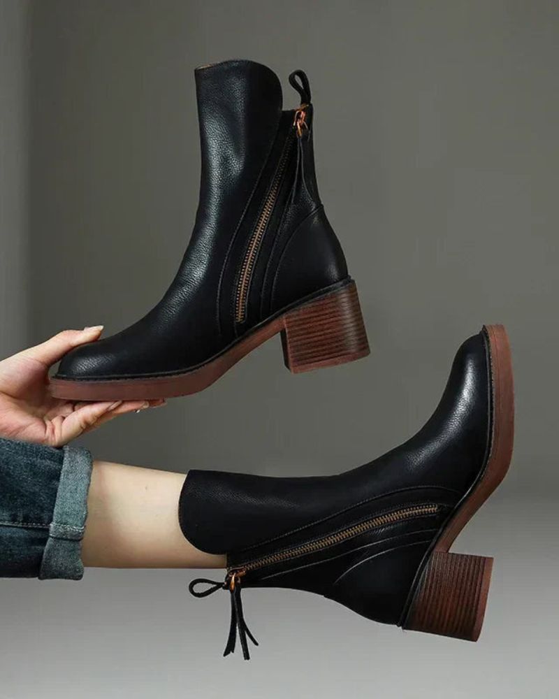 Gaëlle | Bottes en Cuir à Talon Carré