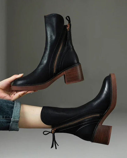 Gaëlle | Bottes en Cuir à Talon Carré