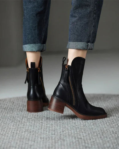 Gaëlle | Bottes en Cuir à Talon Carré