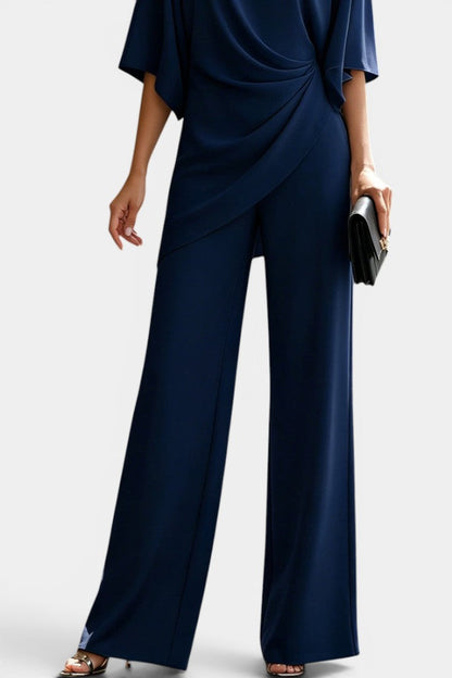 Alicja - Ensemble Top Drapé Asymétrique & Pantalon Large