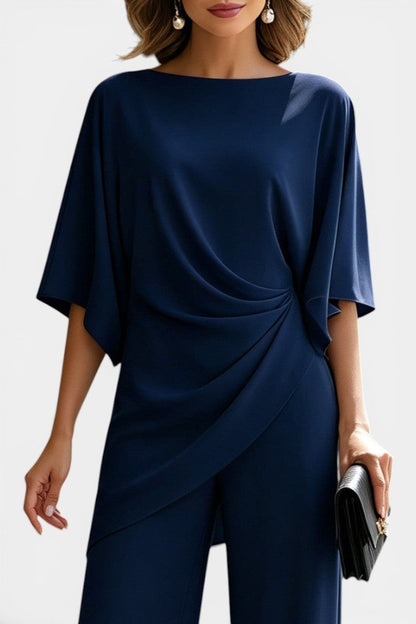 Alicja - Ensemble Top Drapé Asymétrique & Pantalon Large
