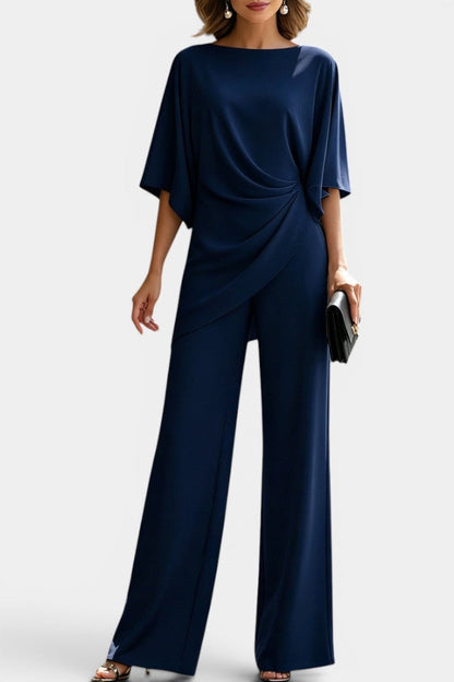 Alicja - Ensemble Top Drapé Asymétrique & Pantalon Large