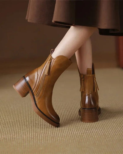Gaëlle | Bottes en Cuir à Talon Carré