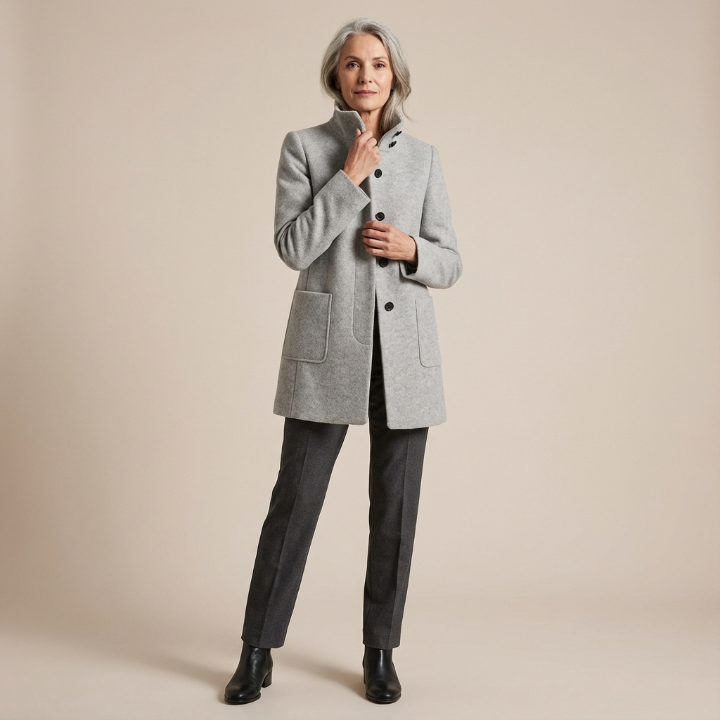 Léonie | Manteau en Laine Mélangée à Col Montant