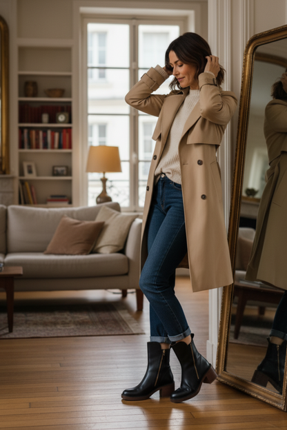 Gaëlle | Bottes en Cuir à Talon Carré