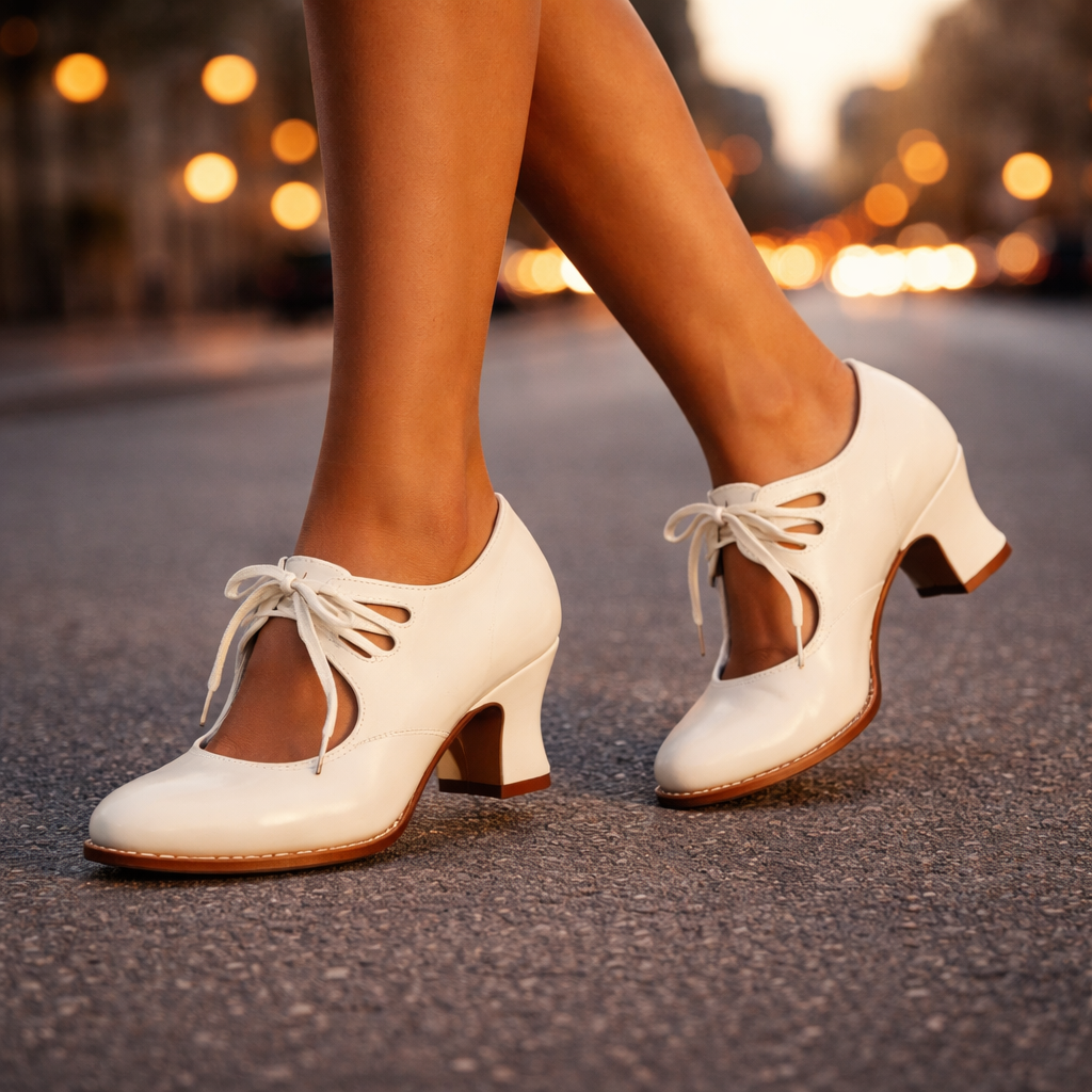 Coralie | Escarpins à Lacets en Cuir Lisse