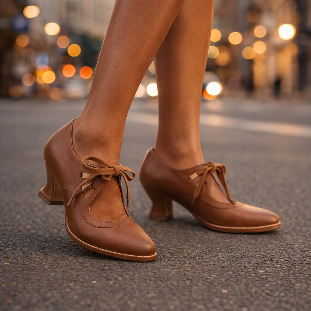 Coralie | Escarpins à Lacets en Cuir Lisse