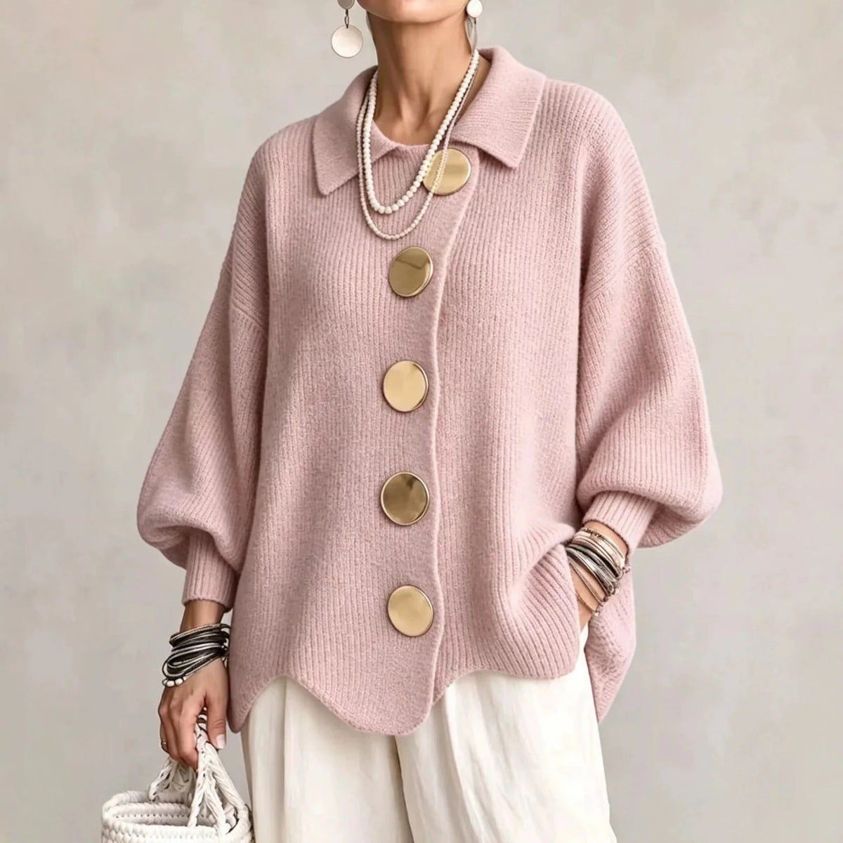 Capucine - Cardigan Boutonné Oversize à Col
