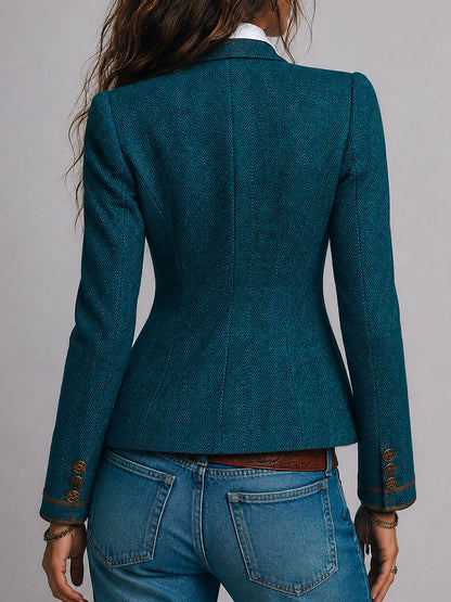 Hortense | Blazer Ajusté Chevrons Rétro à Liserés Contrastants