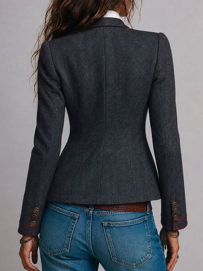 Hortense | Blazer Ajusté Chevrons Rétro à Liserés Contrastants