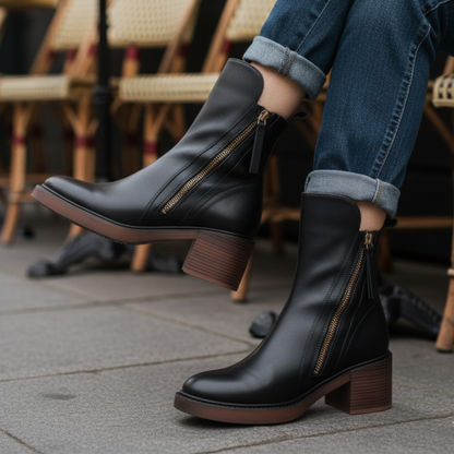 Gaëlle | Bottes en Cuir à Talon Carré