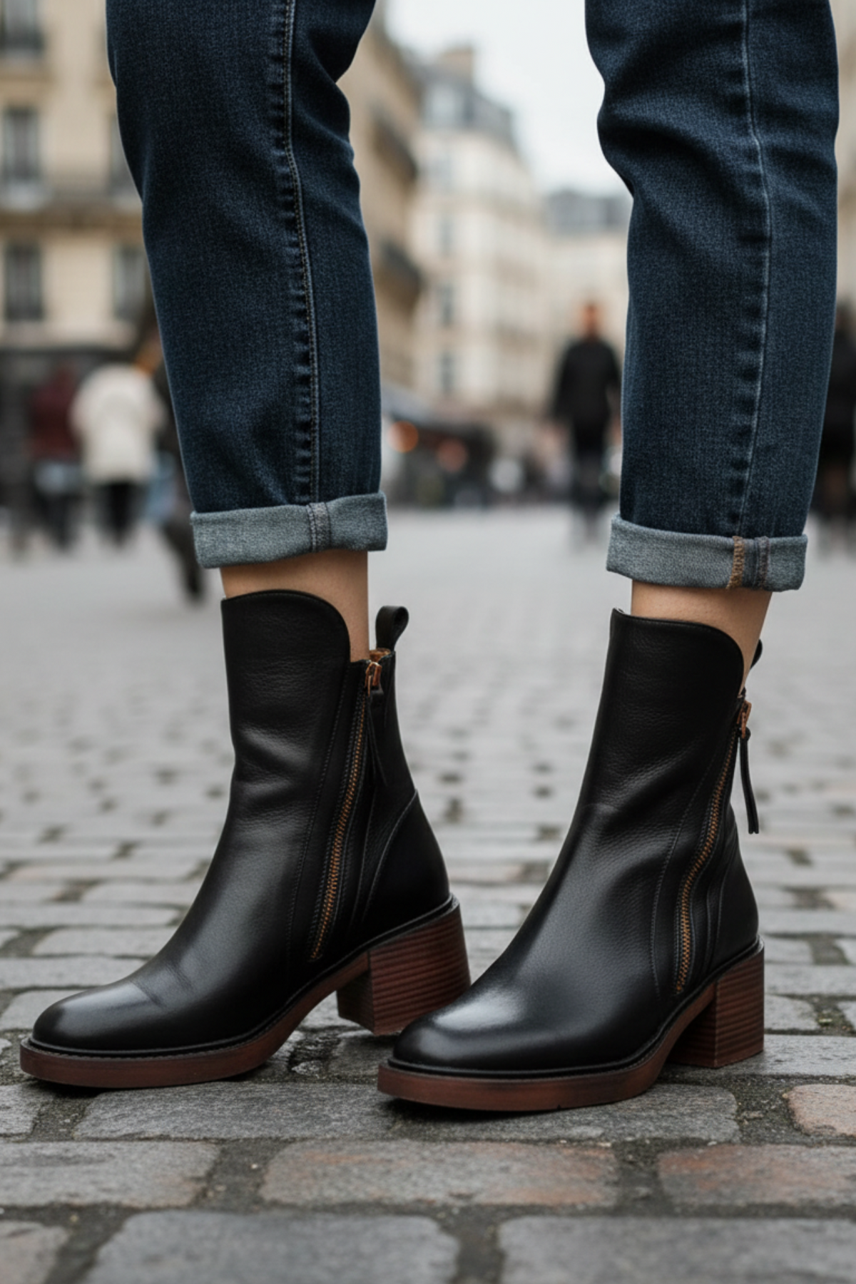 Gaëlle | Bottes en Cuir à Talon Carré