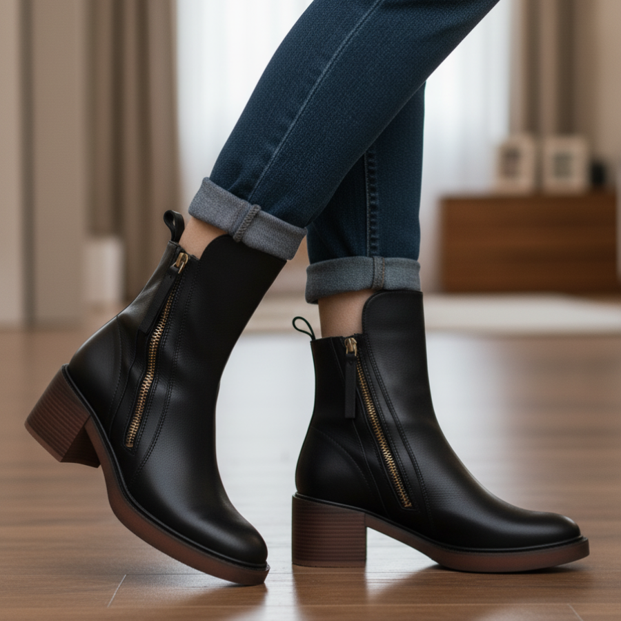 Gaëlle | Bottes en Cuir à Talon Carré