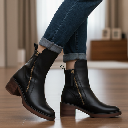 Gaëlle | Bottes en Cuir à Talon Carré