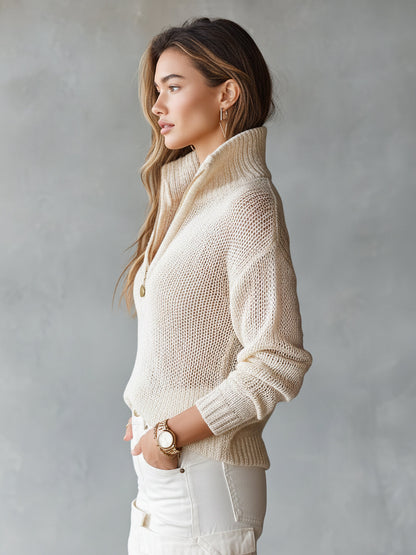 Monica | Half-Zip Collar Loose-Fit Knit Sweater