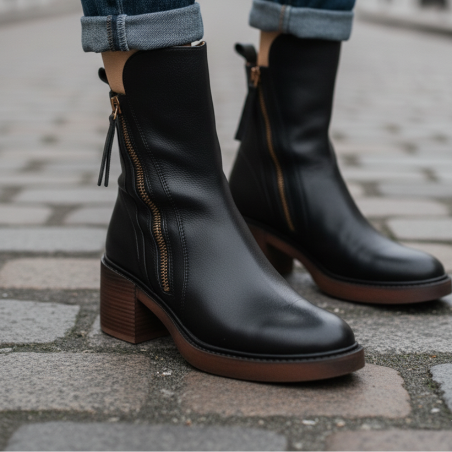 Gaëlle | Bottes en Cuir à Talon Carré