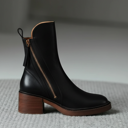 Gaëlle | Bottes en Cuir à Talon Carré