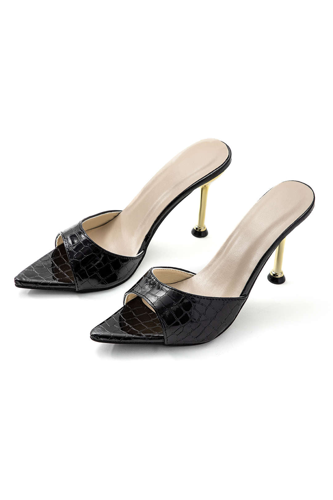Sandales à talons hauts ouvertes sans bride à la cheville