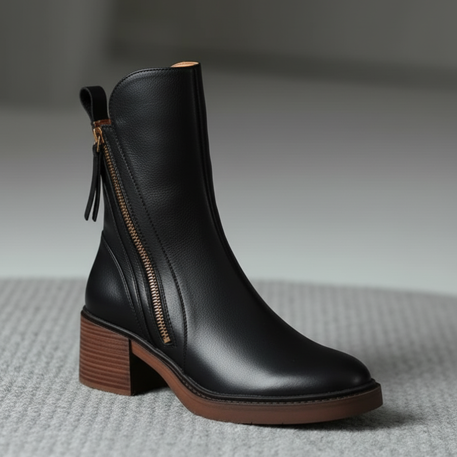 Gaëlle | Bottes en Cuir à Talon Carré