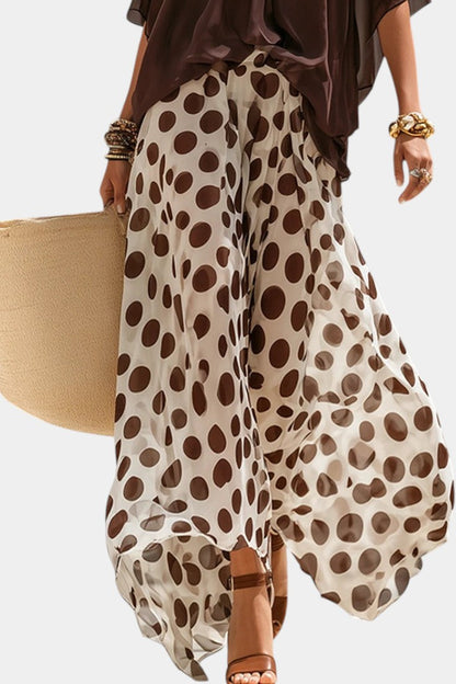 Liliana - Ensemble Top Épaules Dénudées & Pantalon Large à Pois
