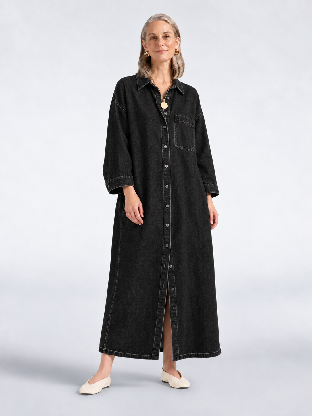Joséphine | Robe Chemise Longue en Denim