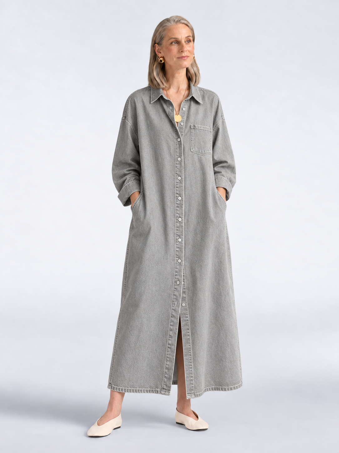 Joséphine | Robe Chemise Longue en Denim