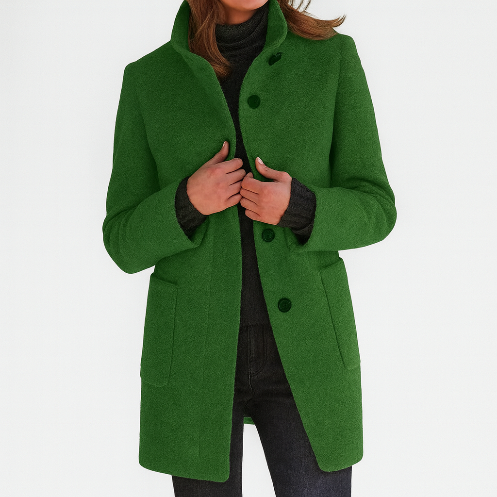 Léonie | Manteau en Laine Mélangée à Col Montant