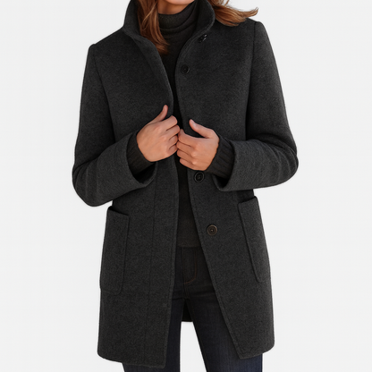 Léonie | Manteau en Laine Mélangée à Col Montant
