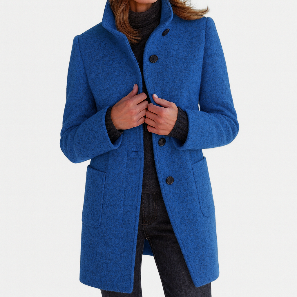 Léonie | Manteau en Laine Mélangée à Col Montant