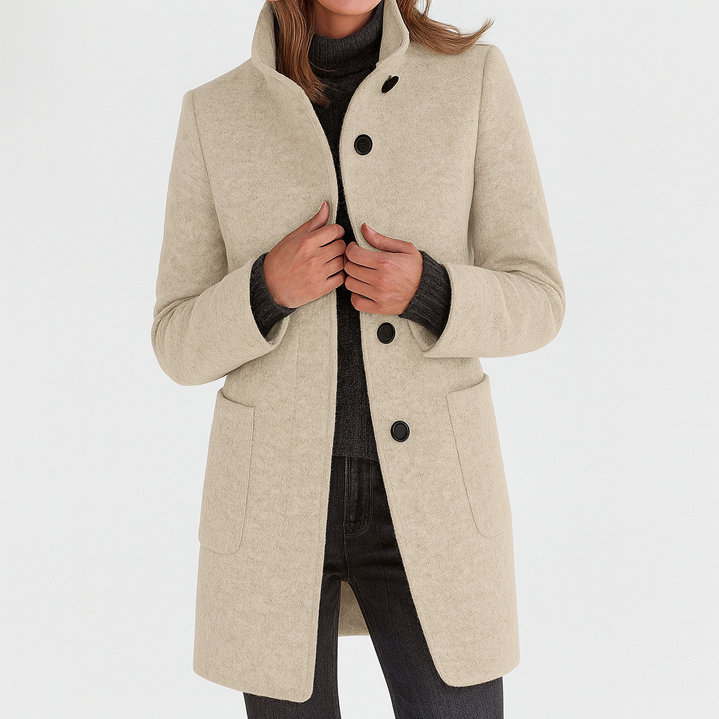 Léonie | Manteau en Laine Mélangée à Col Montant