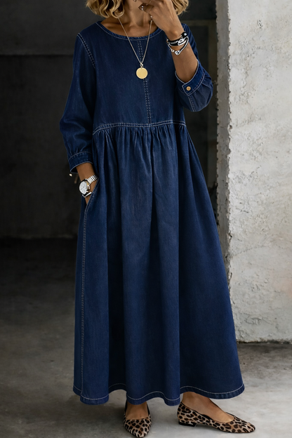 Fanny | Robe Longue en Jean Style Vintage