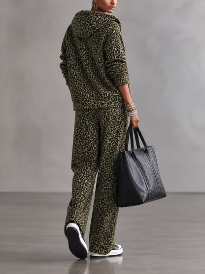 Maëlle | Ensemble Veste à Capuche Léopard et Pantalon Large