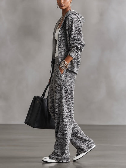 Maëlle | Ensemble Veste à Capuche Léopard et Pantalon Large