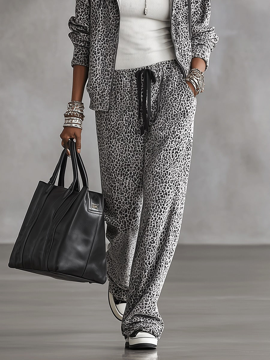 Maëlle | Ensemble Veste à Capuche Léopard et Pantalon Large