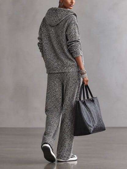 Maëlle | Ensemble Veste à Capuche Léopard et Pantalon Large