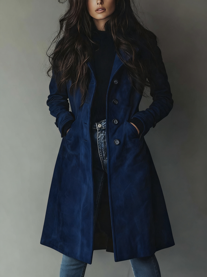 Justine | Trench Vintage Effet Daim Coupe Tailleur