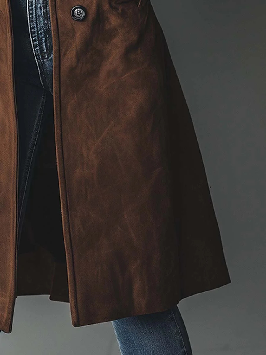 Justine | Trench Vintage Effet Daim Coupe Tailleur