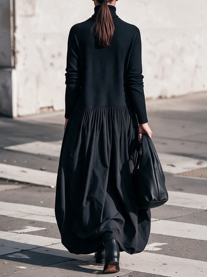 Sidonie | Robe Longue Oversize à Col Montant et Grandes Poches