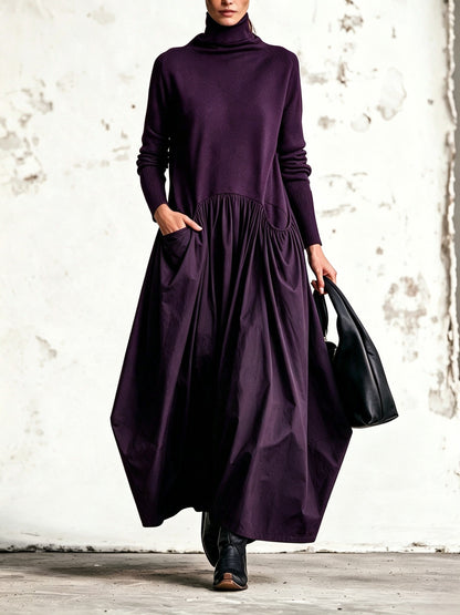 Sidonie | Robe Longue Oversize à Col Montant et Grandes Poches