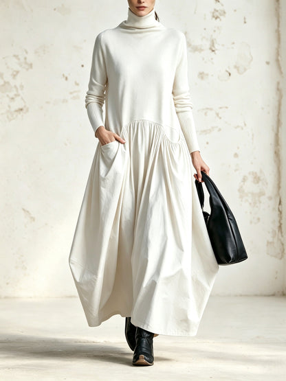Sidonie | Robe Longue Oversize à Col Montant et Grandes Poches