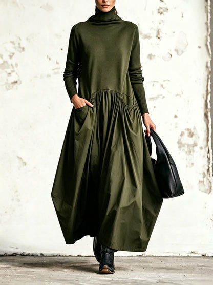 Sidonie | Robe Longue Oversize à Col Montant et Grandes Poches