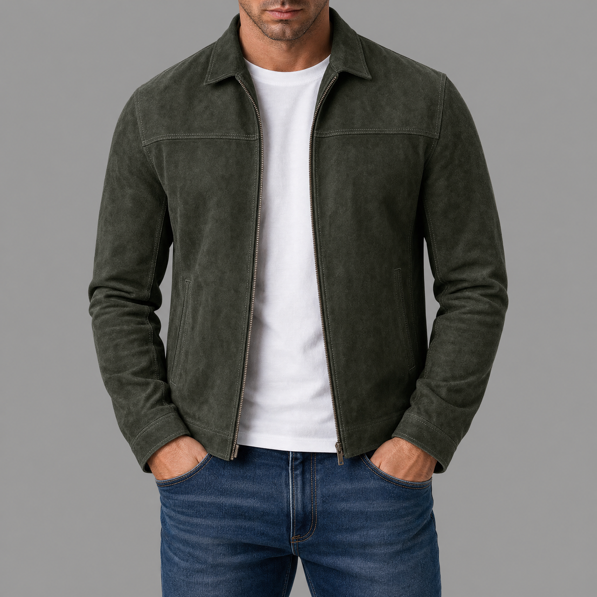 Léon | Veste Légère Zippée à Col Montant Homme