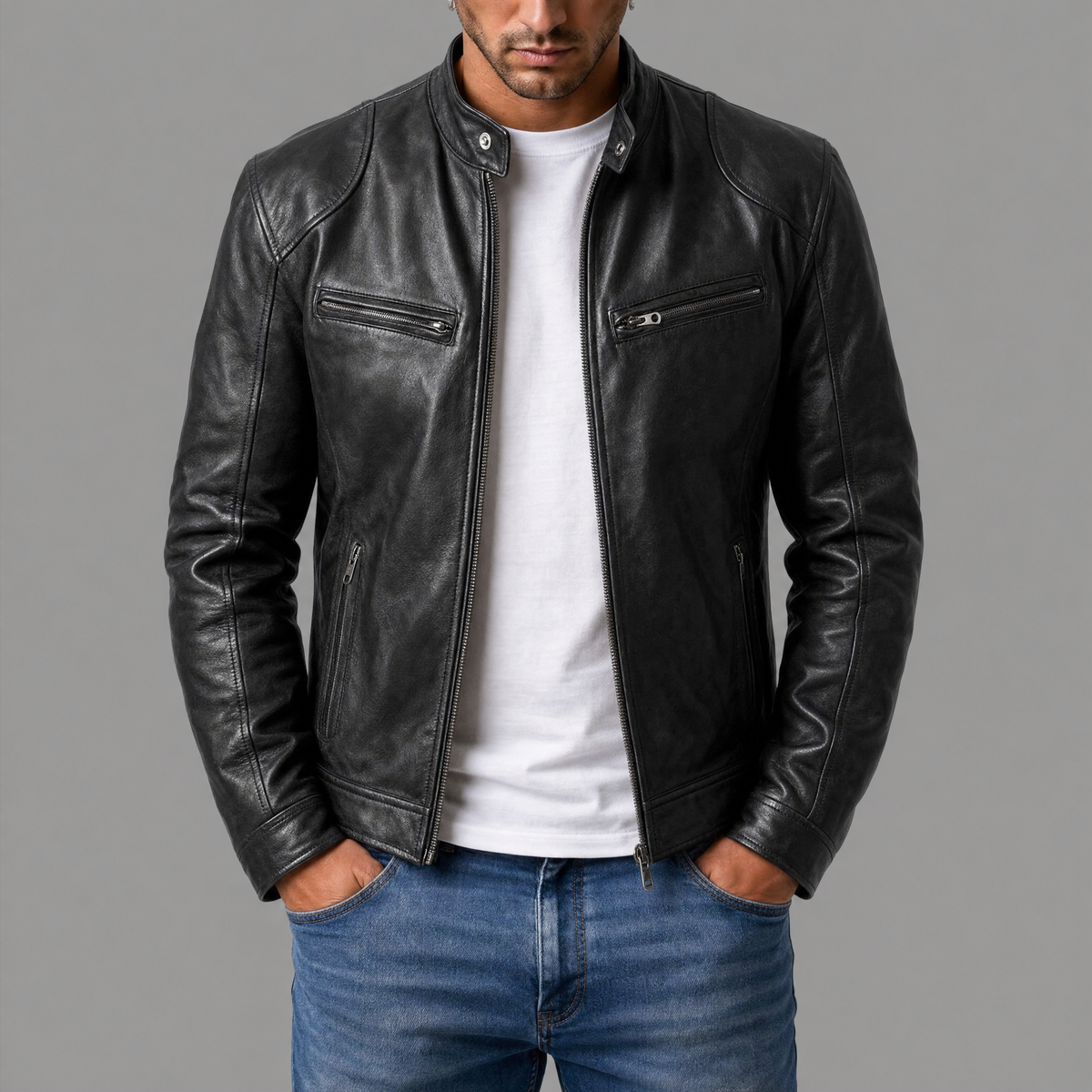 Damien | Veste en Cuir Décontractée Homme