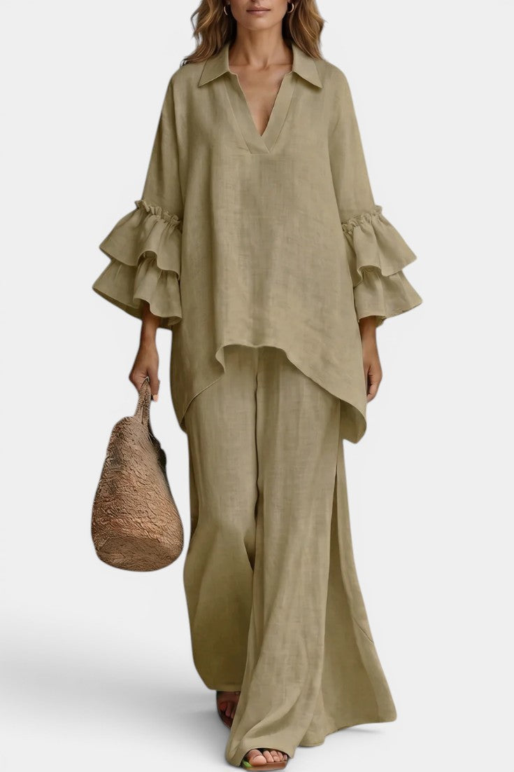 Yseult - Ensemble Tunique Volants & Pantalon Large